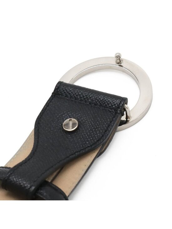 Bvlgari Belt Round Logo Buckle Gray Leather Black Silver 110 Actual 87.5 cm Cut main image 6